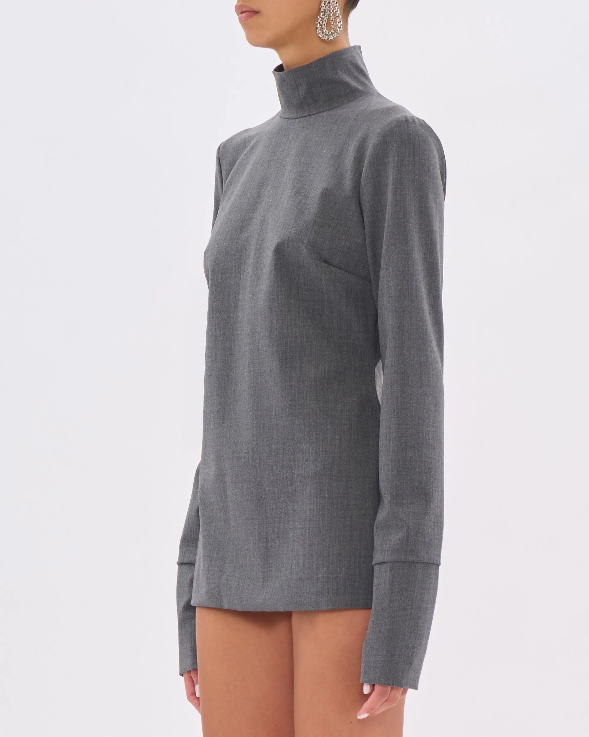 CLIO WOOL TOP // MEDIUM GREY sold by The Latest product image thumbnail 3