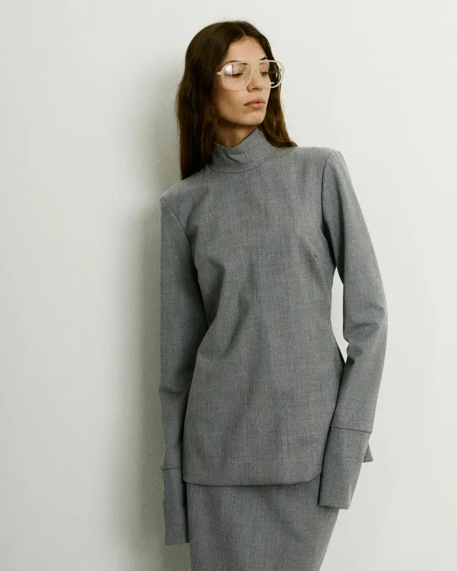 CLIO WOOL TOP // MEDIUM GREY made by The Latest