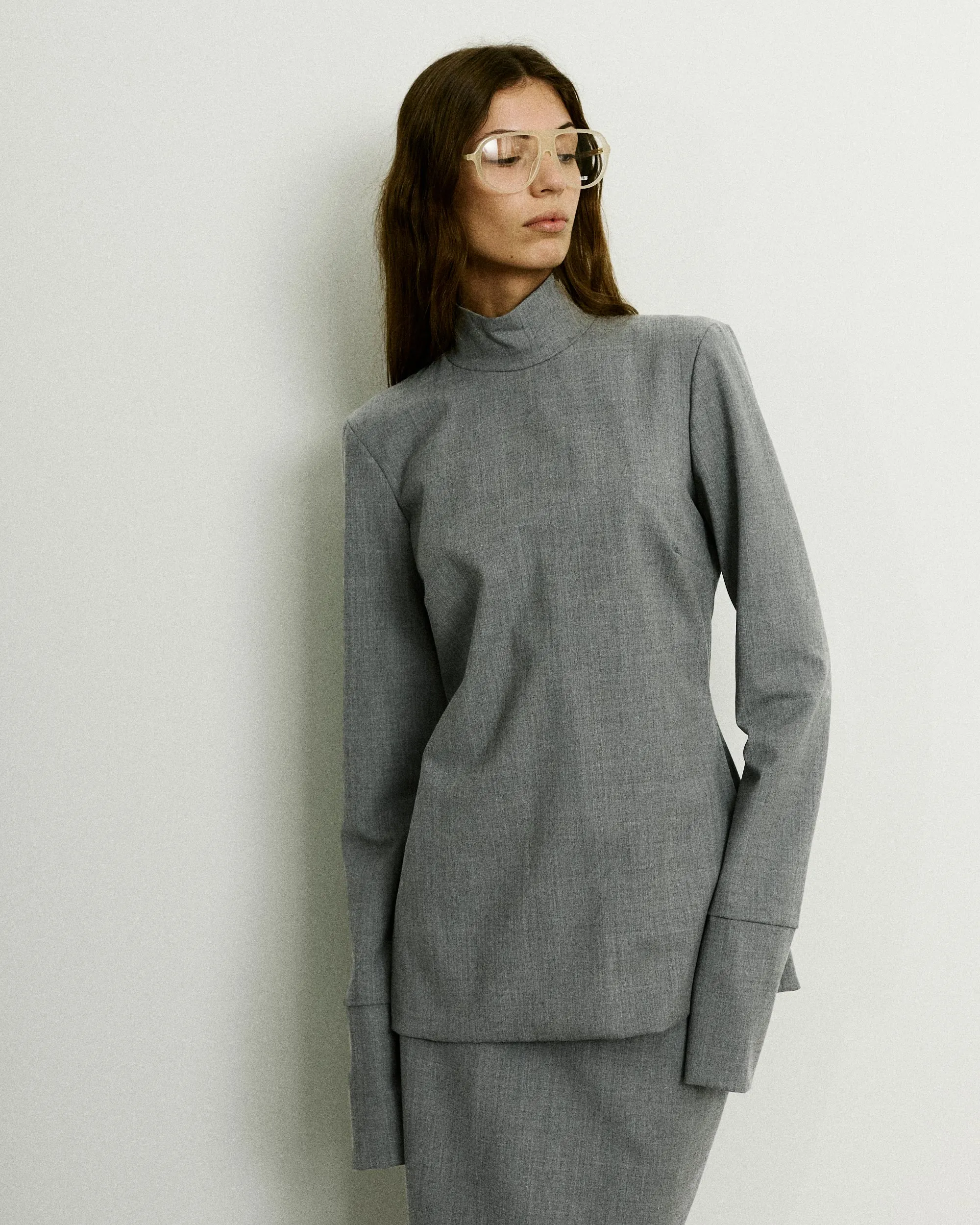 CLIO WOOL TOP // MEDIUM GREY sold by The Latest