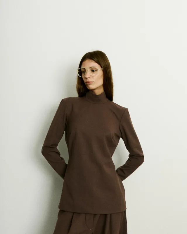 CLIO WOOL TOP // BROWN made by The Latest