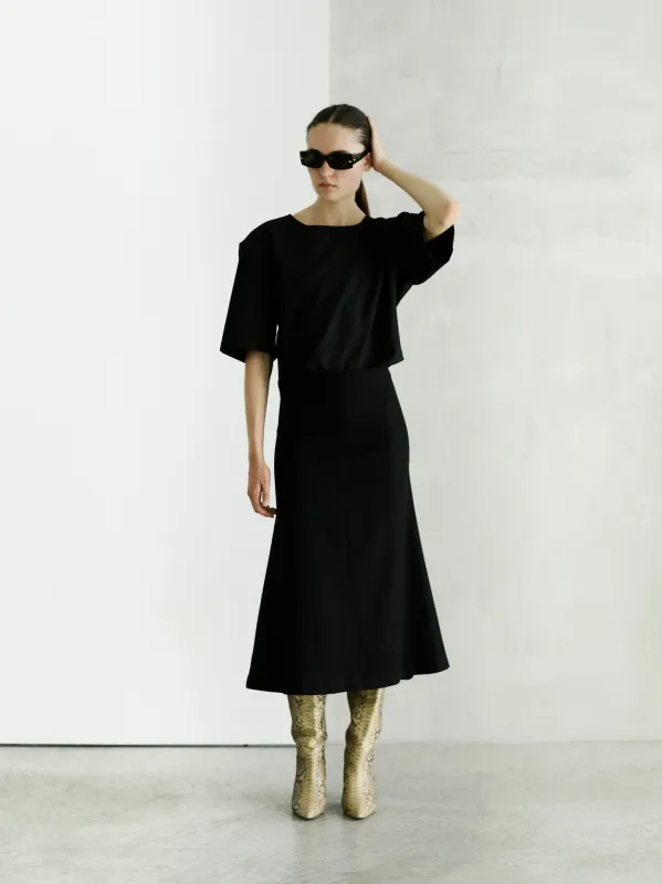 ERIKA FLANNEL WOOL SKIRT // BLACK made by The Latest