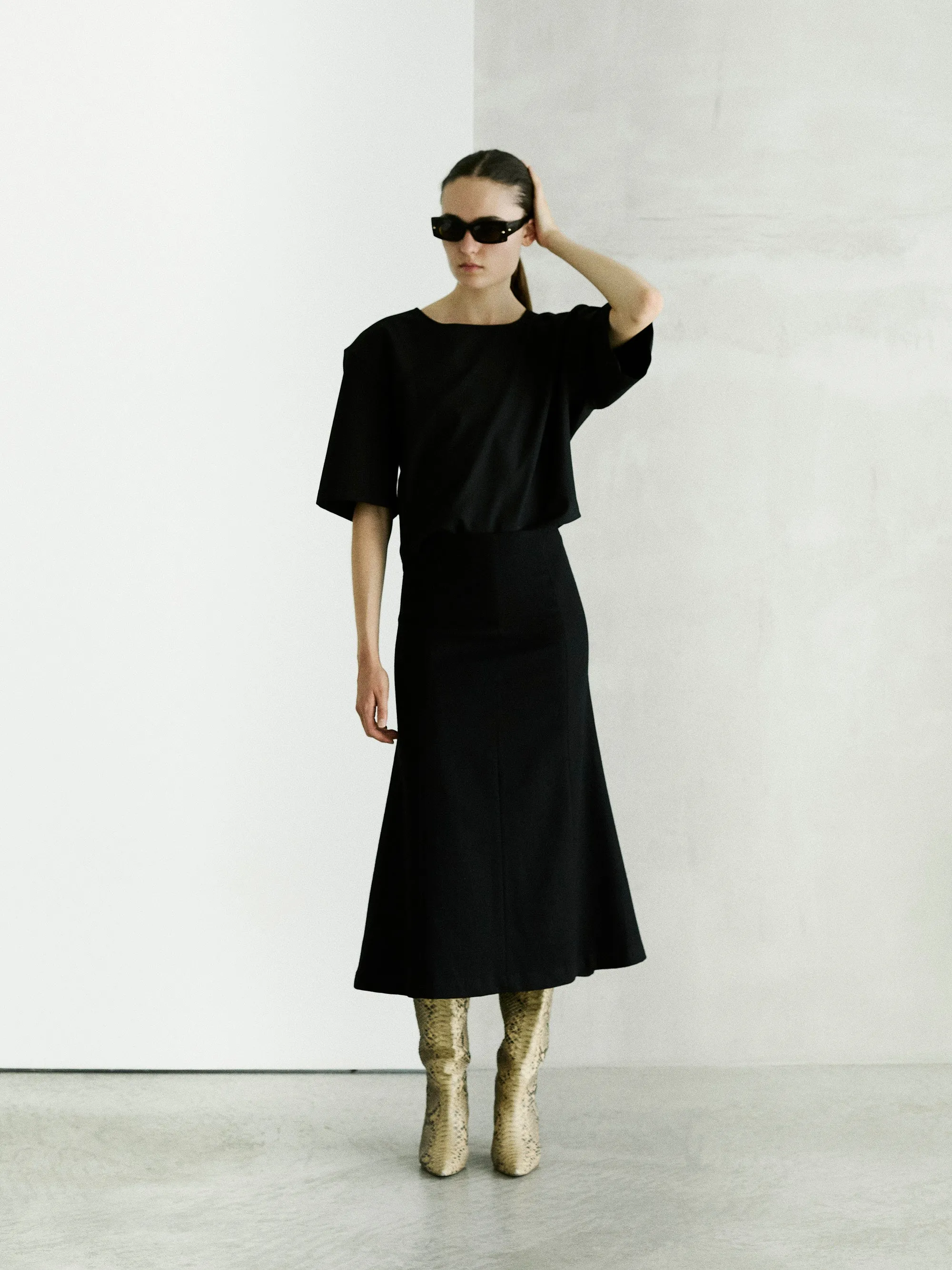 ERIKA FLANNEL WOOL SKIRT // BLACK sold by The Latest