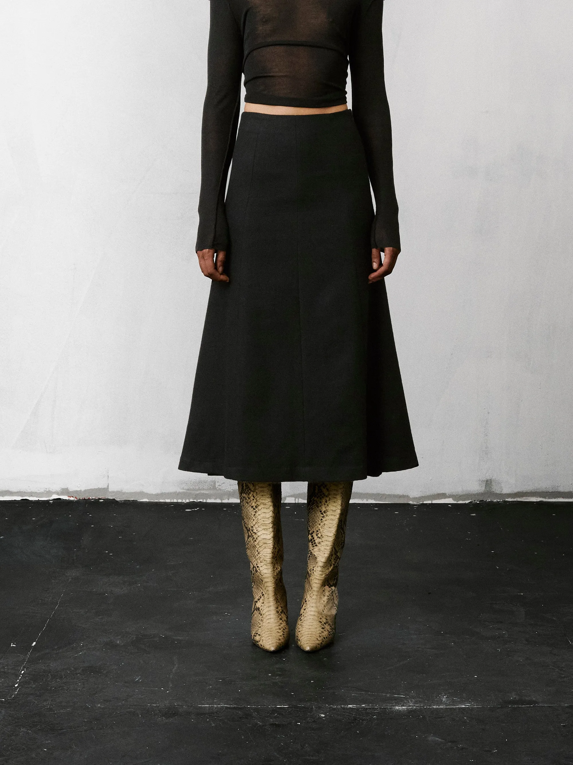 ERIKA FLANNEL WOOL SKIRT // BLACK sold by The Latest product image thumbnail 2