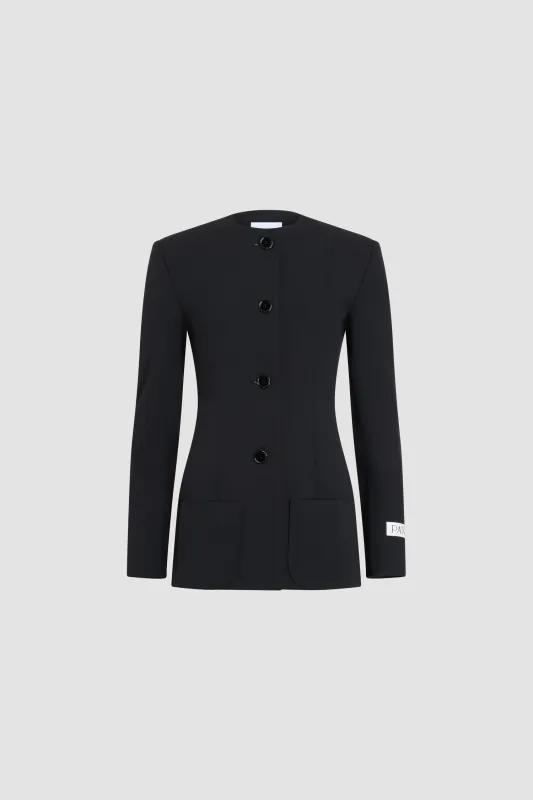 Fitted collarless wool blend jacket, eco-responsible made by Patou
