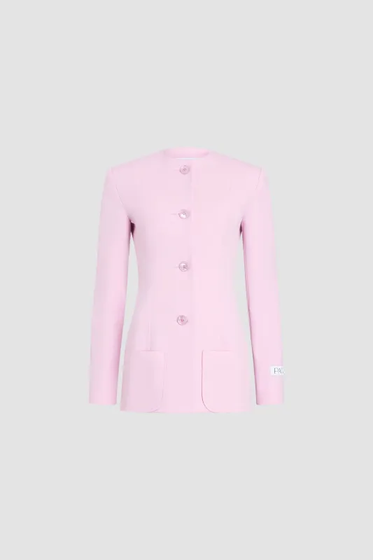 Fitted collarless wool blend jacket, eco-responsible made by Patou