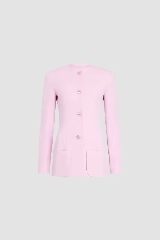 Fitted collarless wool blend jacket, eco-responsible – no logo made by Patou