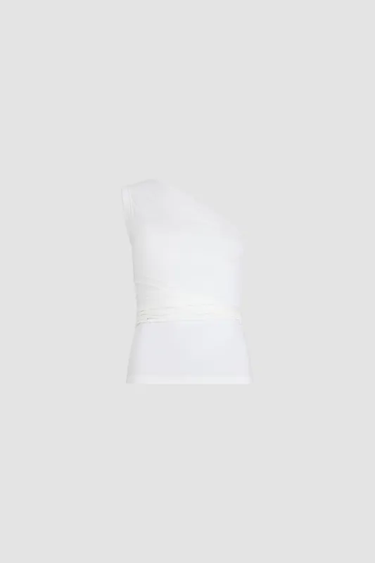 One-shoulder top in stretch organic cotton made by Patou