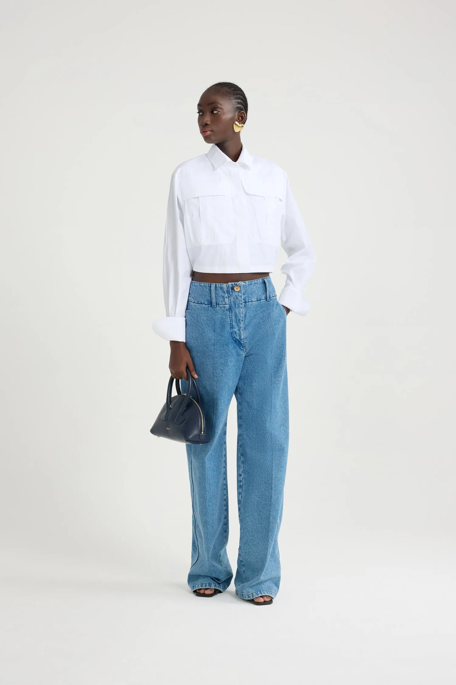 Cropped safari shirt in organic cotton poplin sold by Patou product image thumbnail 2