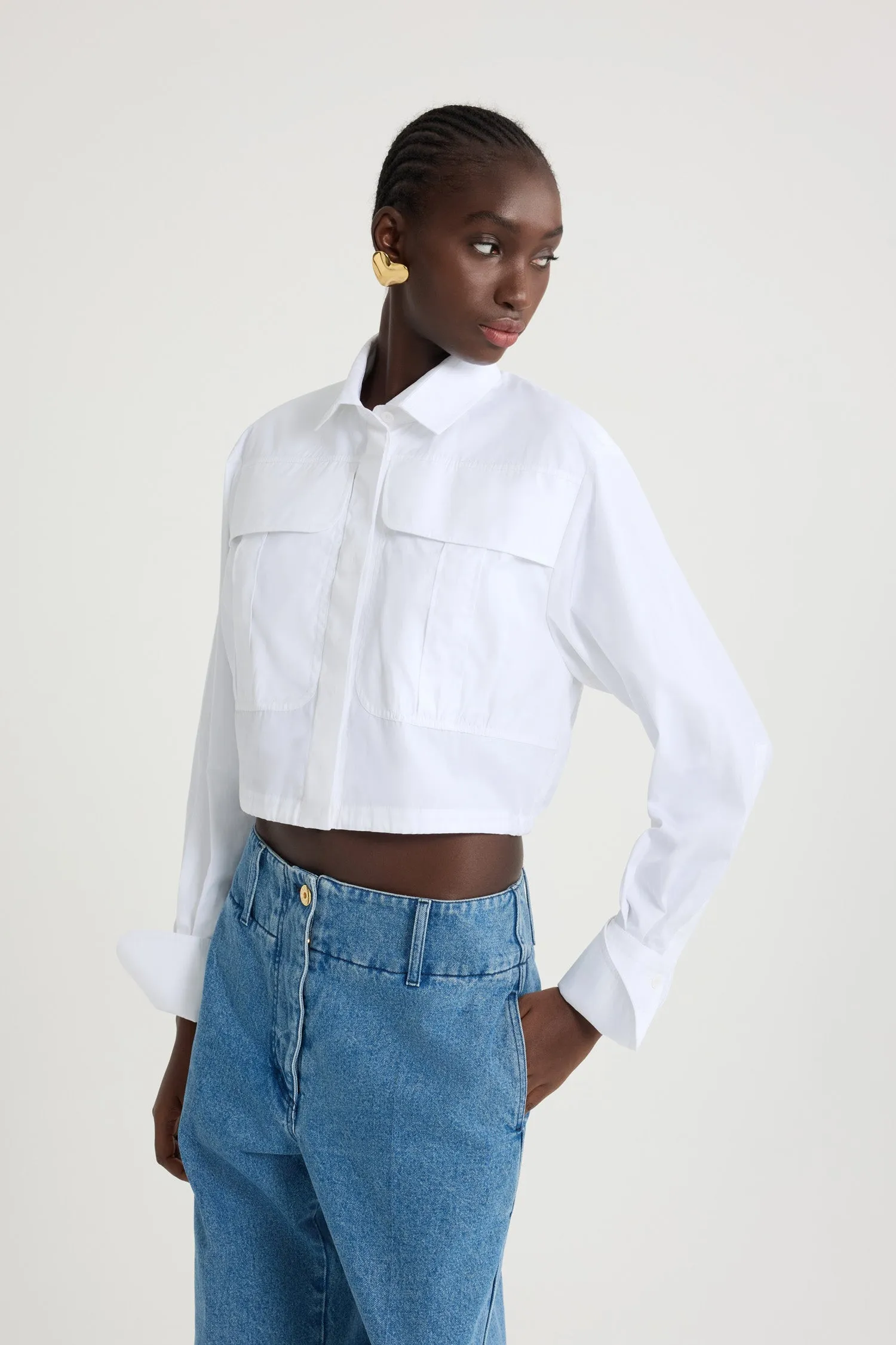 Cropped safari shirt in organic cotton poplin sold by Patou product image thumbnail 4