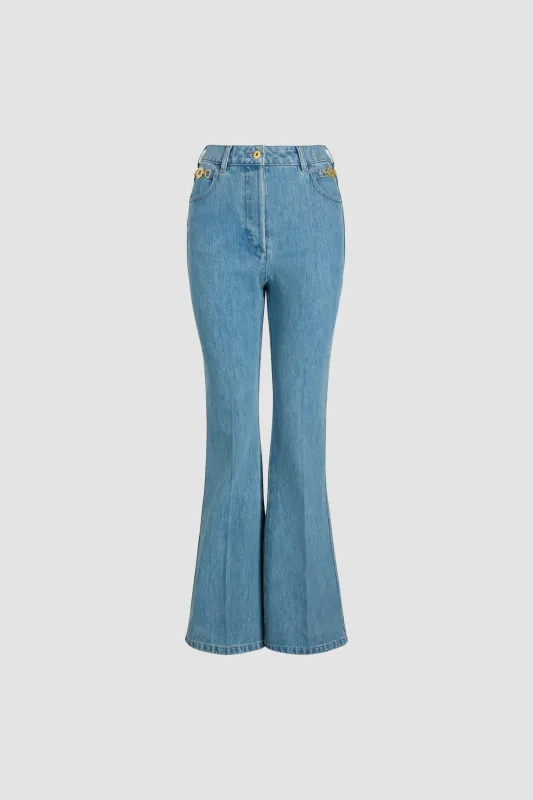 Flared trousers in organic cotton denim made by Patou
