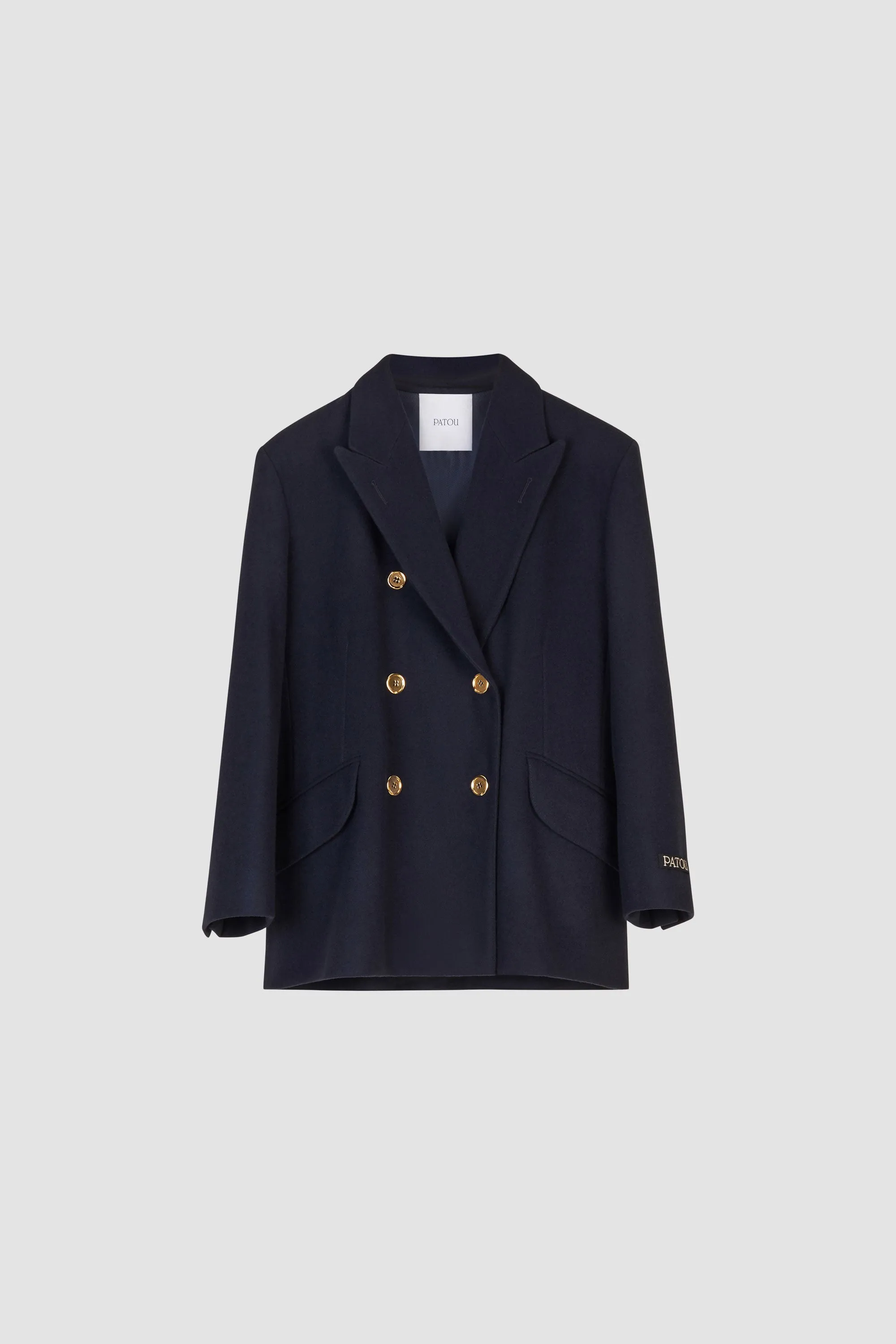 Double-breasted wool and cashmere jacket sold by Patou