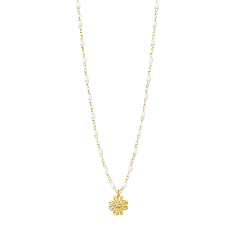 Clover Lumière White Diamond Necklace, Yellow Gold, 16.5" made by Gigi Clozeau
