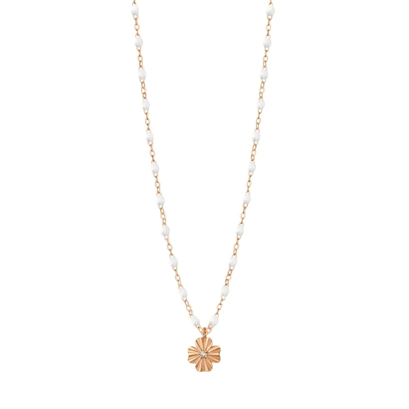 Clover Lumière White Diamond Necklace, Rose Gold, 16.5" made by Gigi Clozeau