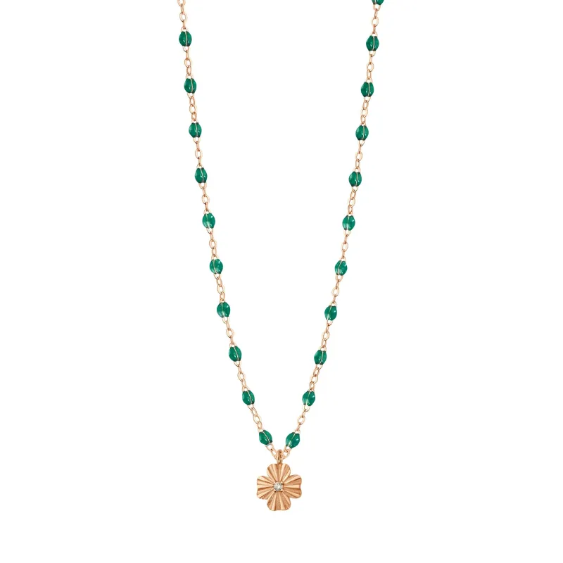 Clover Lumière Emerald Diamond Necklace, Rose Gold, 16.5" made by Gigi Clozeau