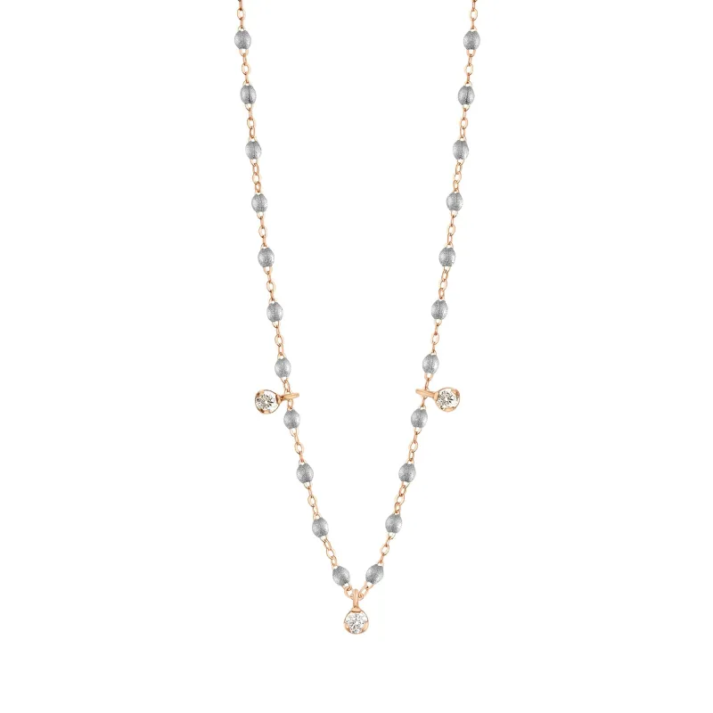 Gigi Supreme Classic 3 Diamond Necklace, Silver, Rose Gold, 17.7" made by Gigi Clozeau