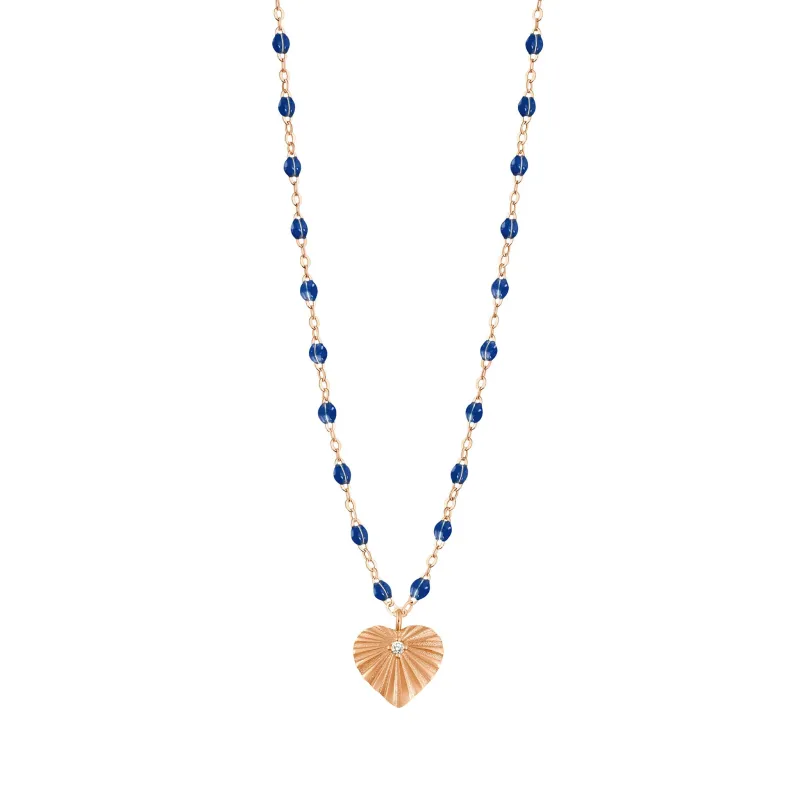 Heart Lumière Lapis Diamond Necklace, Rose Gold, 16.5" made by Gigi Clozeau