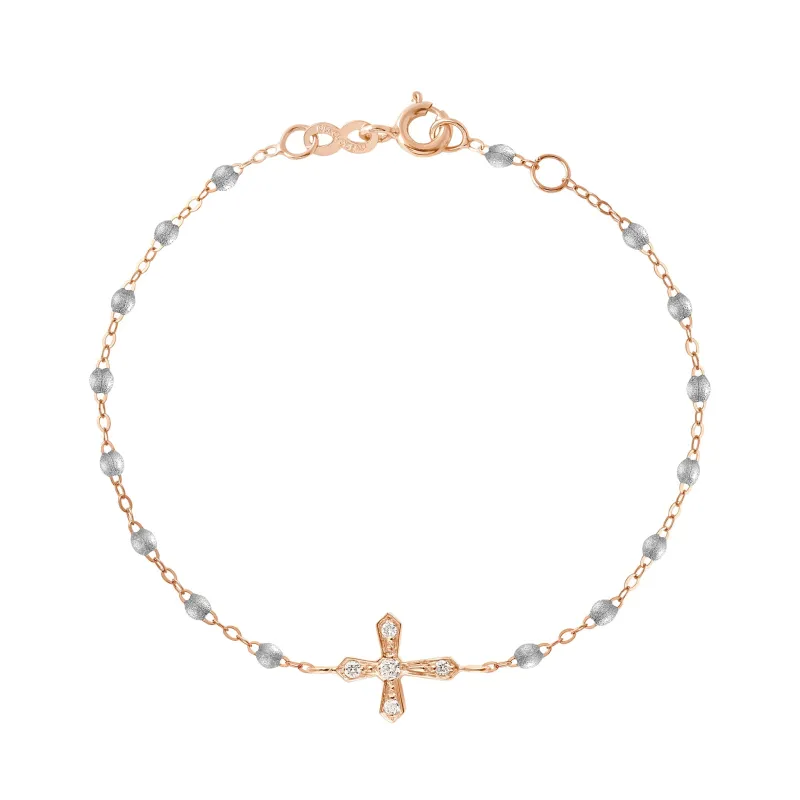Classic Cross Vintage Diamond Silver bracelet, Rose Gold, 6.7" made by Gigi Clozeau