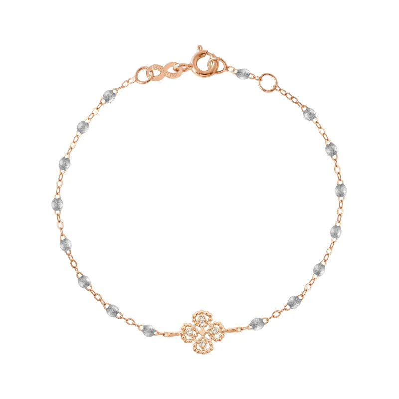 Lucky Clover Classic Gigi Silver diamond Bracelet, Rose Gold, 6.7" made by Gigi Clozeau