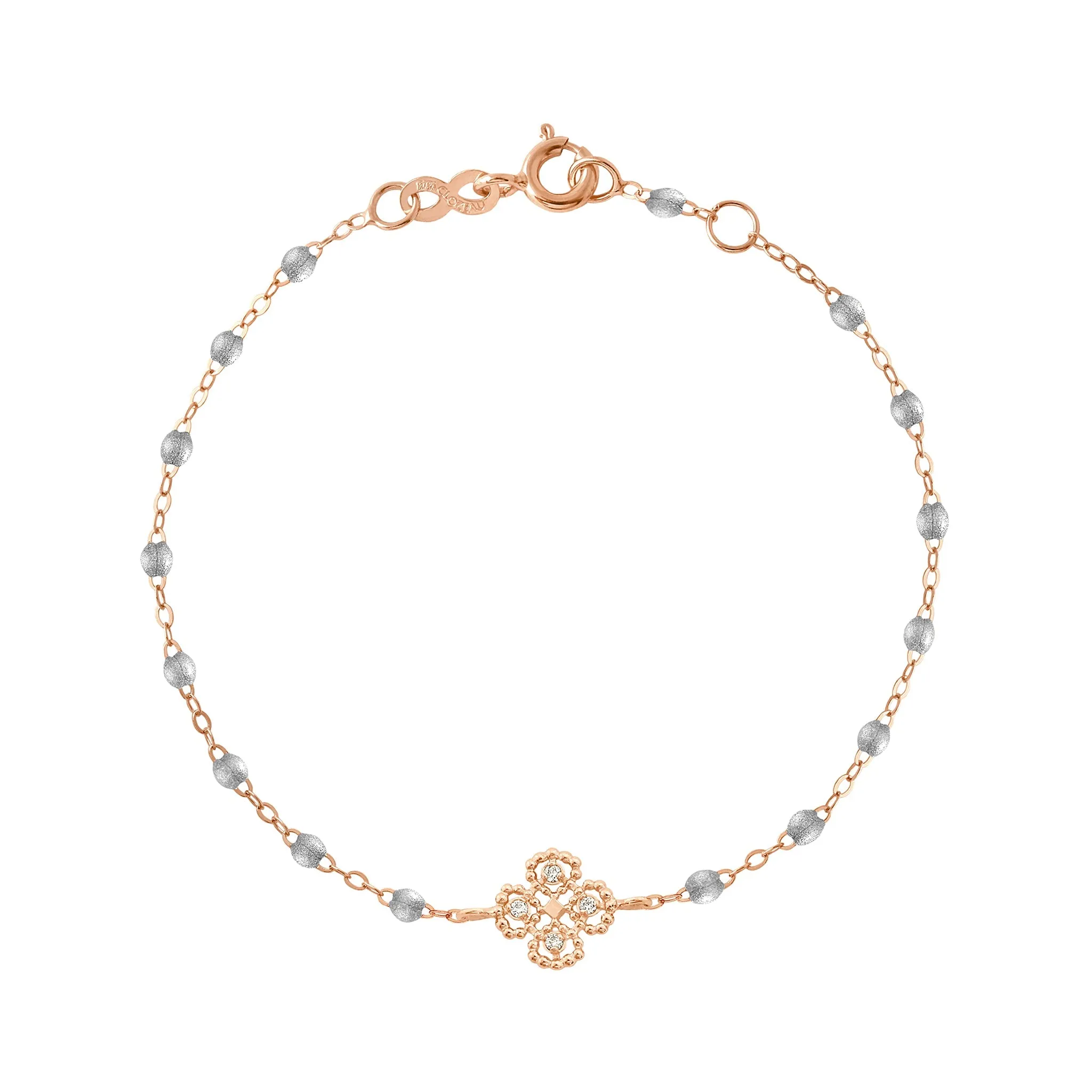 Lucky Clover Classic Gigi Silver diamond Bracelet, Rose Gold, 6.7" sold by Gigi Clozeau