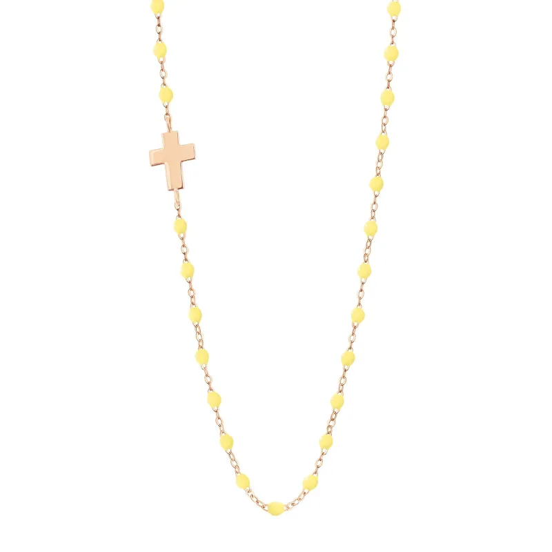 Side Cross Charm Classic Gigi Mimosa Necklace, Rose Gold, 16.5" made by Gigi Clozeau