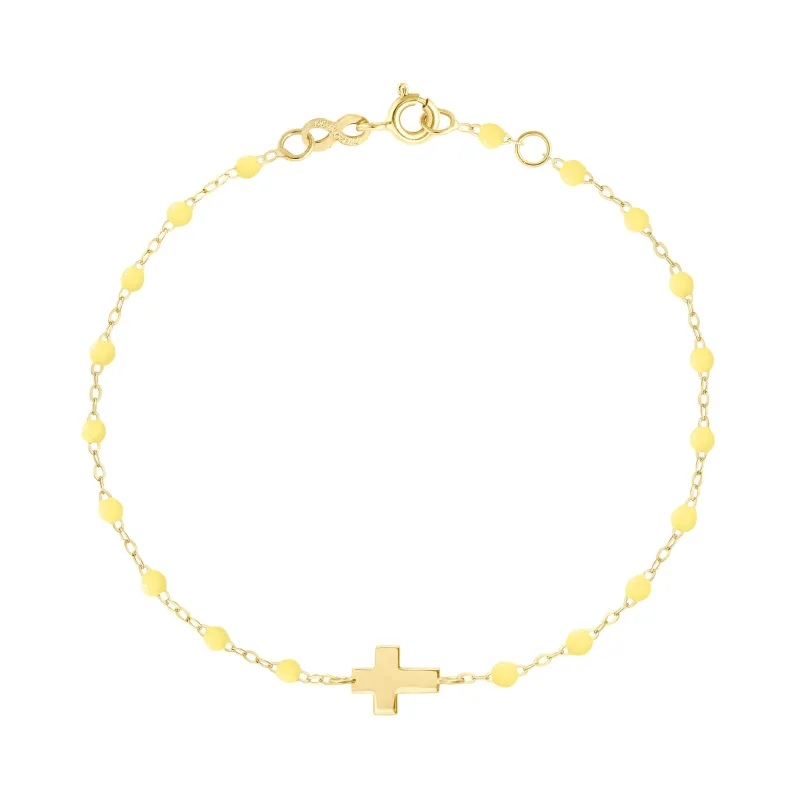 Cross Charm Classic Gigi Mimosa bracelet, Yellow Gold, 6.7" made by Gigi Clozeau