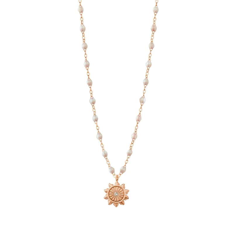 Lucky Sun Opal Diamond Necklace, Rose Gold, 16.5" made by Gigi Clozeau