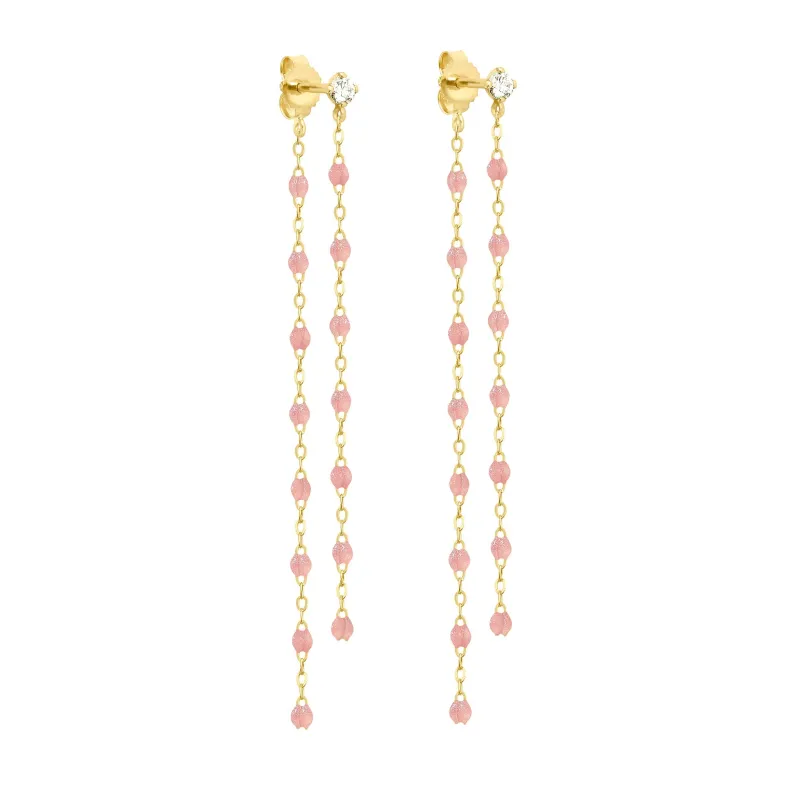 Classic Gigi dangling Blush diamond earrings, Yellow Gold made by Gigi Clozeau