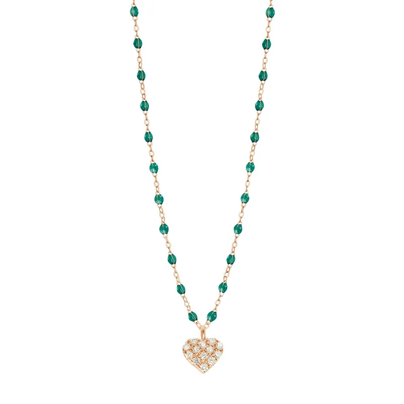 In Love Diamond Necklace, Emerald, Rose Gold, 16.5" made by Gigi Clozeau