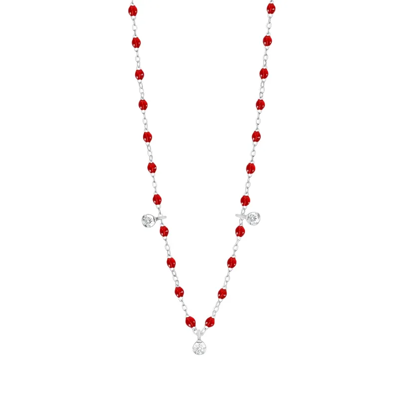 Gigi Supreme Classic 3 Diamond Necklace, Ruby, White Gold, 17.7" made by Gigi Clozeau