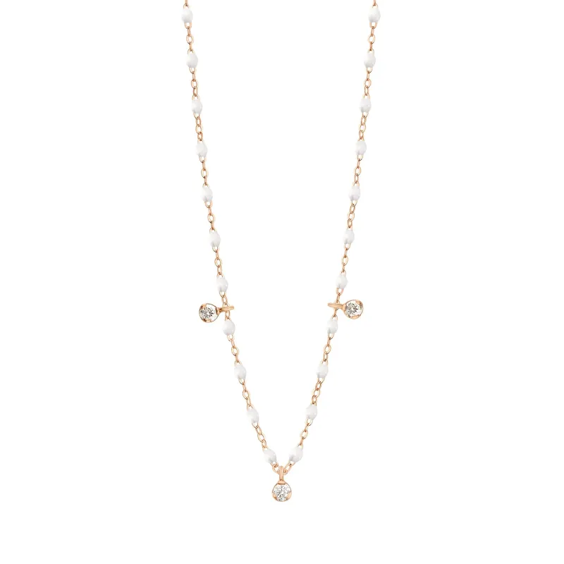 Gigi Supreme Classic 3 Diamond Necklace, White, Rose Gold, 17.7" made by Gigi Clozeau