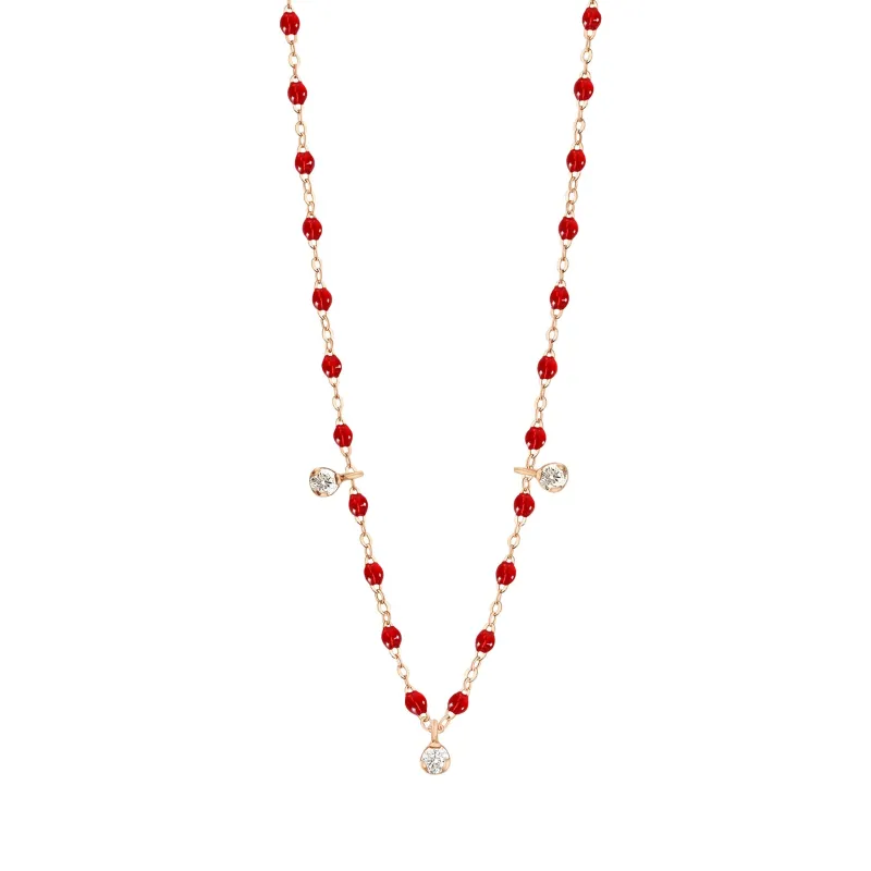 Gigi Supreme Classic 3 Diamond Necklace, Ruby, Rose Gold, 17.7" made by Gigi Clozeau