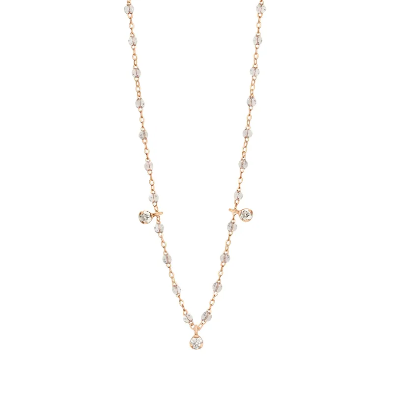 Gigi Supreme Classic 3 Diamond Necklace, Sparkle, Rose Gold, 17.7" made by Gigi Clozeau