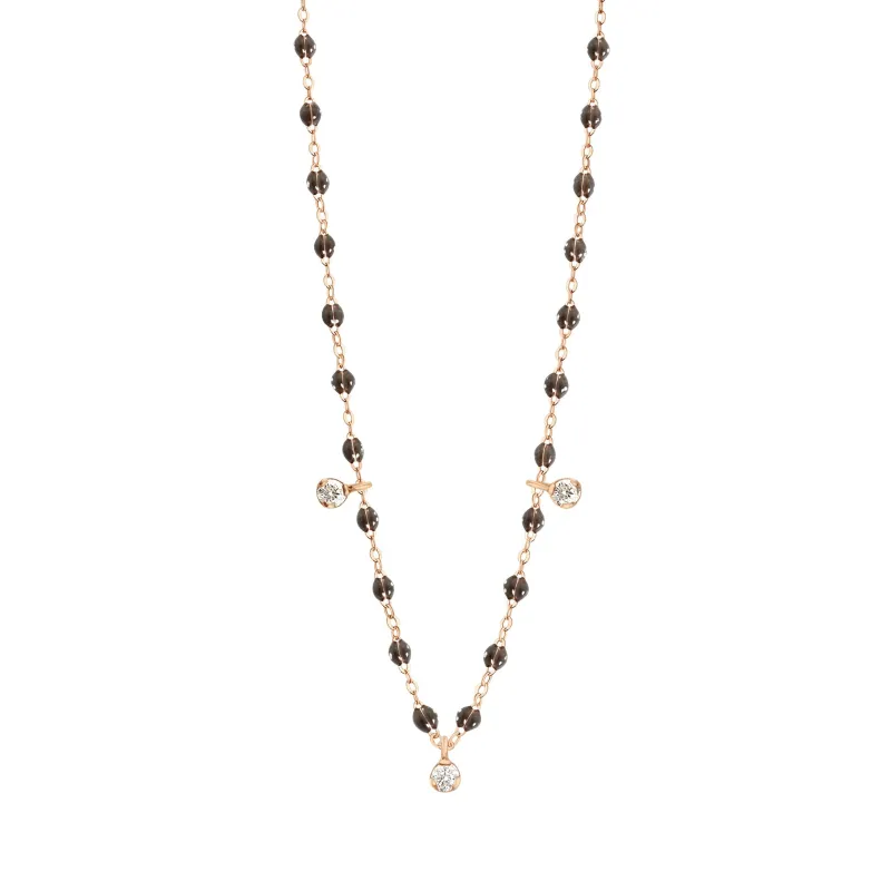 Gigi Supreme Classic 3 Diamond Necklace, Quartz, Rose Gold, 17.7" made by Gigi Clozeau