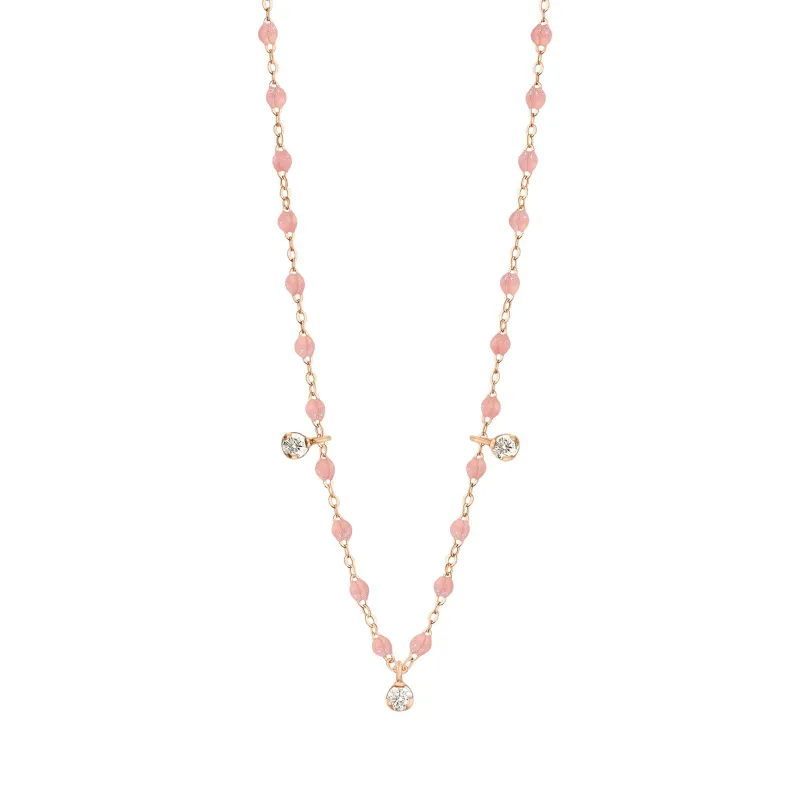 Gigi Supreme Classic 3 Diamond Necklace, Blush, Rose Gold, 17.7" made by Gigi Clozeau