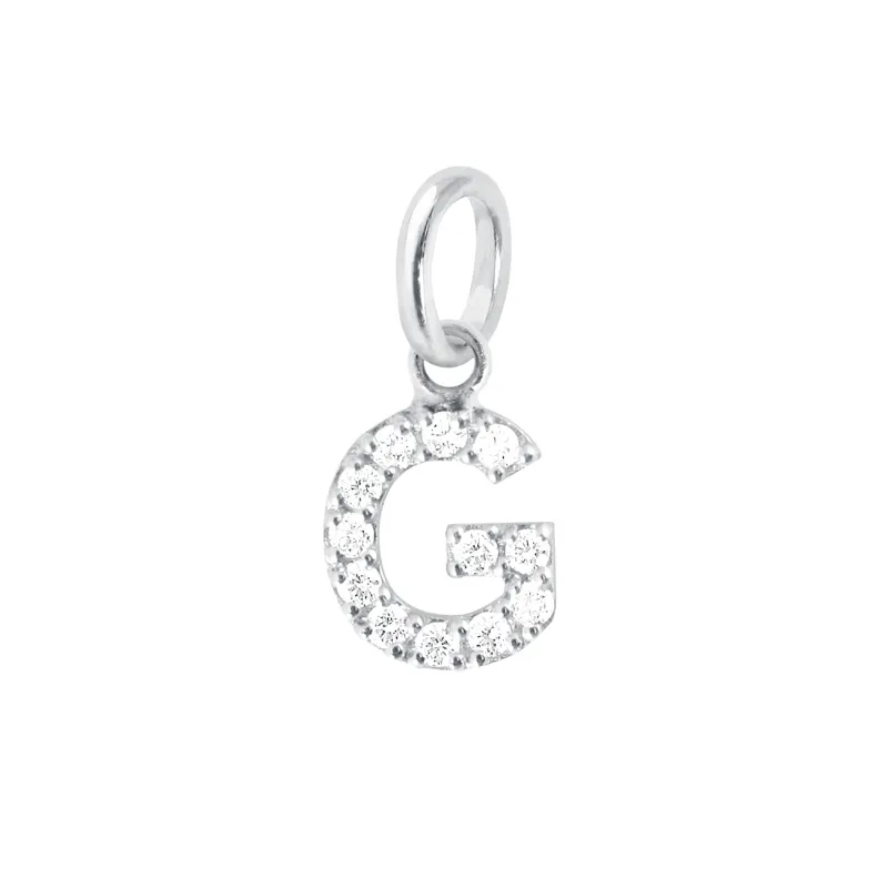 Lucky Letter G Diamond Pendant, White Gold made by Gigi Clozeau
