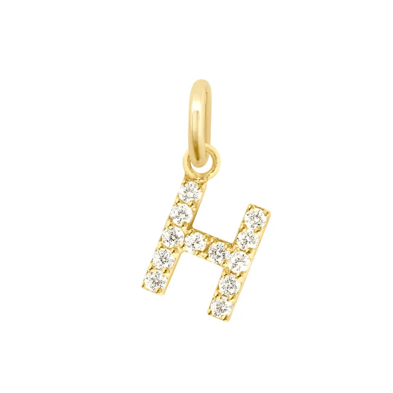 Lucky Letter H Diamond Pendant, Yellow Gold made by Gigi Clozeau