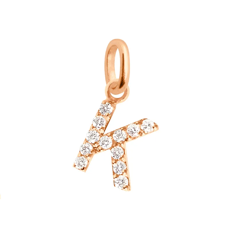 Lucky Letter K Diamond Pendant, Rose Gold made by Gigi Clozeau