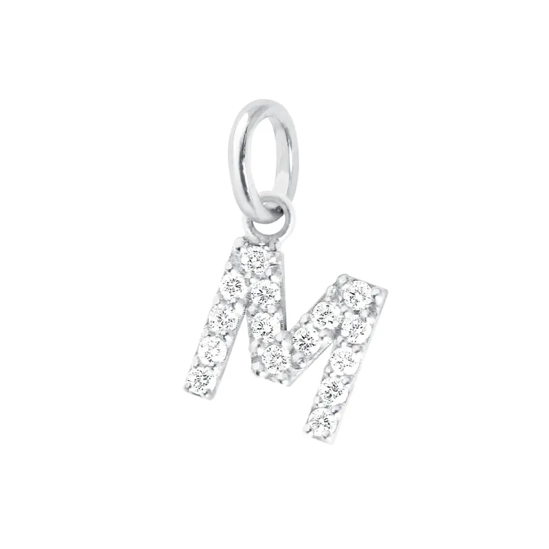 Lucky Letter M Diamond Pendant, White Gold made by Gigi Clozeau