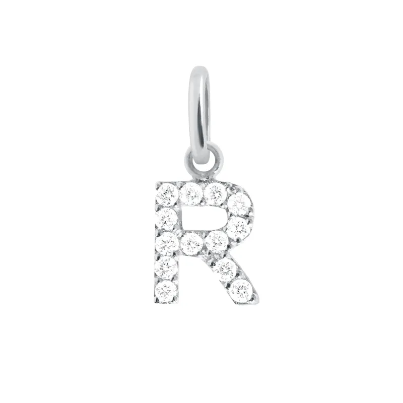 Lucky Letter R Diamond Pendant, White Gold made by Gigi Clozeau
