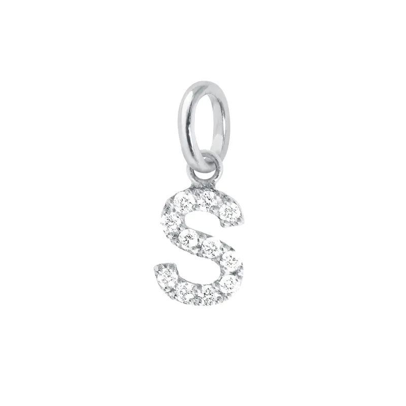 Lucky Letter S Diamond Pendant, White Gold made by Gigi Clozeau