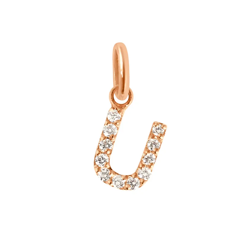 Lucky Letter U Diamond Pendant, Rose Gold made by Gigi Clozeau