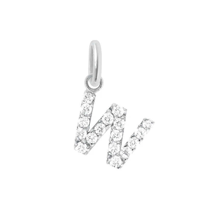Lucky Letter W Diamond Pendant, White Gold made by Gigi Clozeau