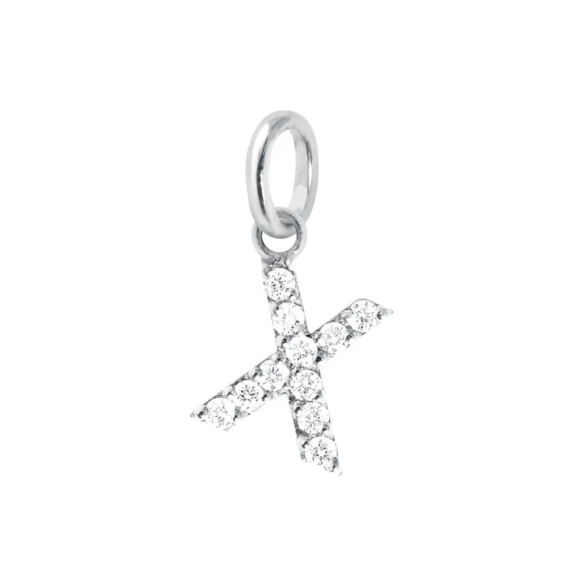 Lucky Letter X Diamond Pendant, White Gold made by Gigi Clozeau