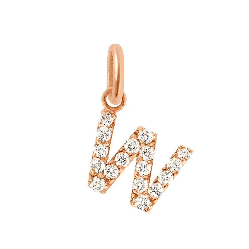 Lucky Letter W Diamond Pendant, Rose Gold made by Gigi Clozeau