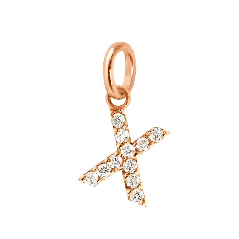 Lucky Letter X Diamond Pendant, Rose Gold made by Gigi Clozeau