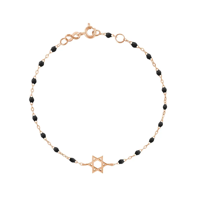 Star of David Bracelet, Black, Rose Gold, 6.7" made by Gigi Clozeau