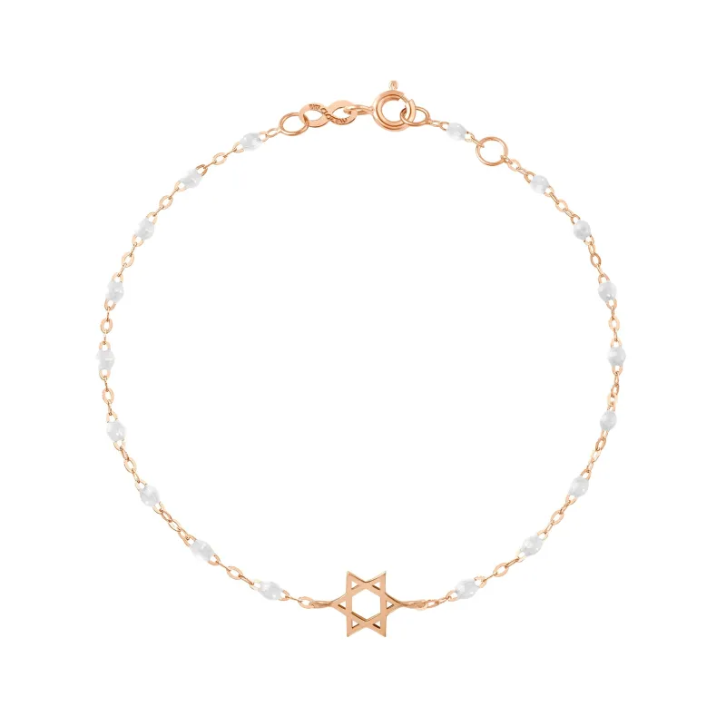 Star of David Bracelet, White, Rose Gold, 6.7" made by Gigi Clozeau