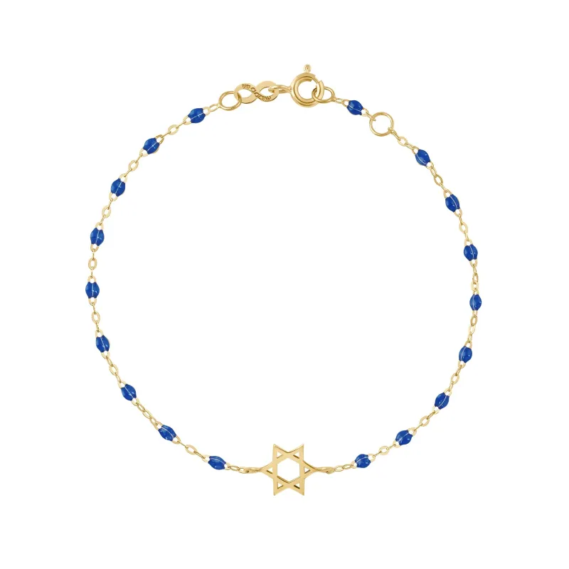 Star of David Bracelet, Sapphire, Yellow Gold, 6.7" made by Gigi Clozeau
