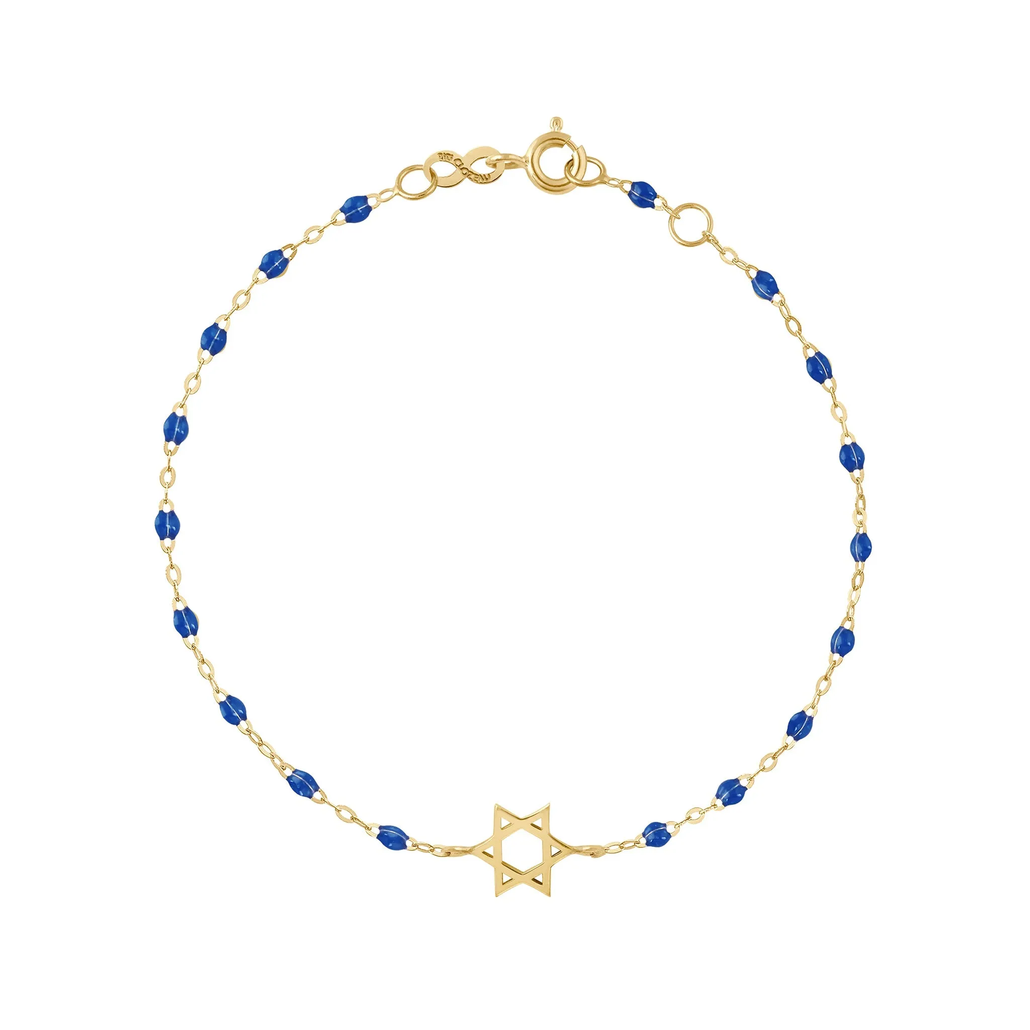 Star of David Bracelet, Sapphire, Yellow Gold, 6.7" sold by Gigi Clozeau