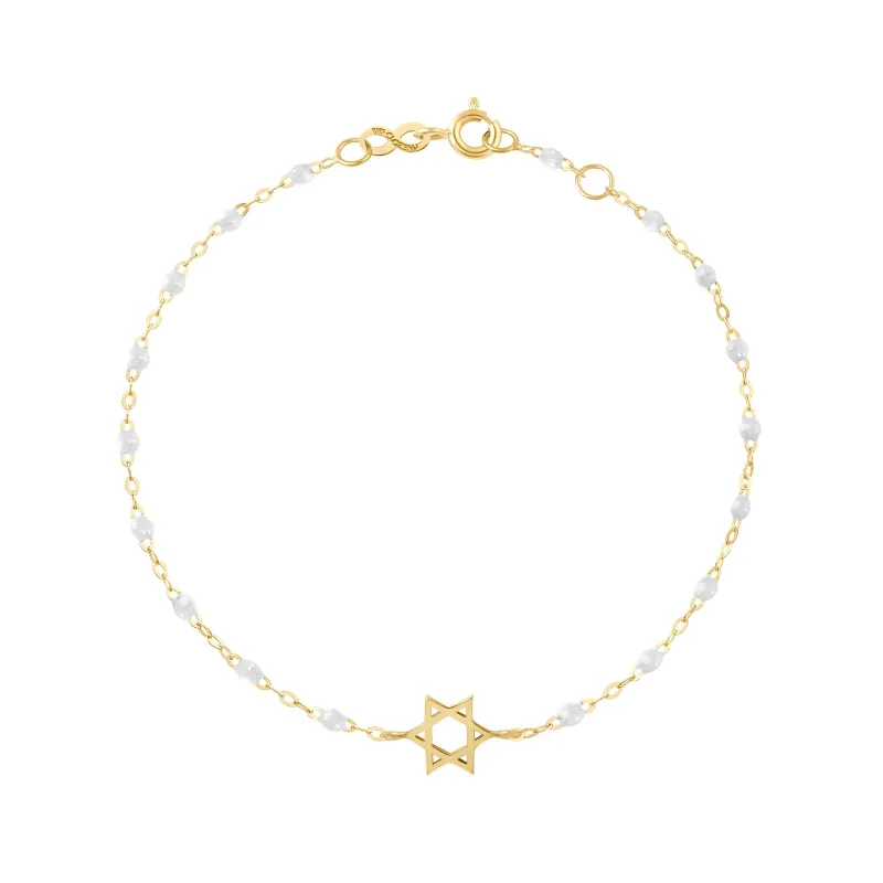 Star of David Bracelet, White, Yellow Gold, 6.7" made by Gigi Clozeau